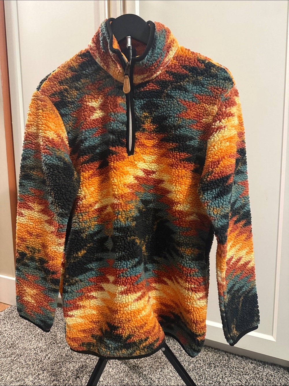 Rowdy Crowd Women’s Sherpa Quarter Zip Pullover Small Aztec Southwestern